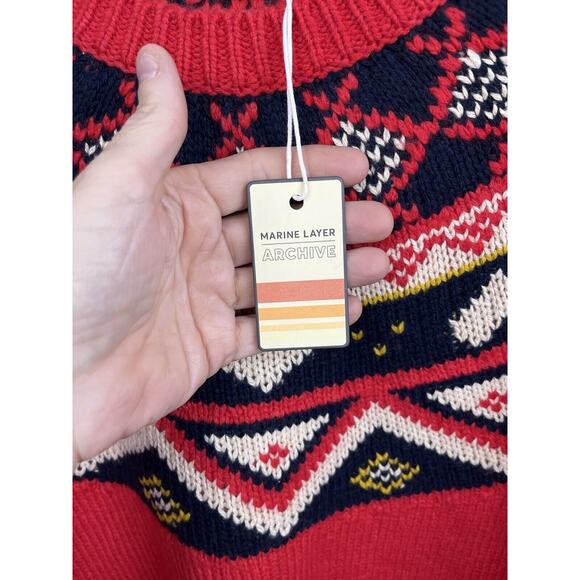 Marine Layer NWT Archive Alpine Holiday Fair Isle Sweater Wool Alpaca Sz Medium - Picture 6 of 11